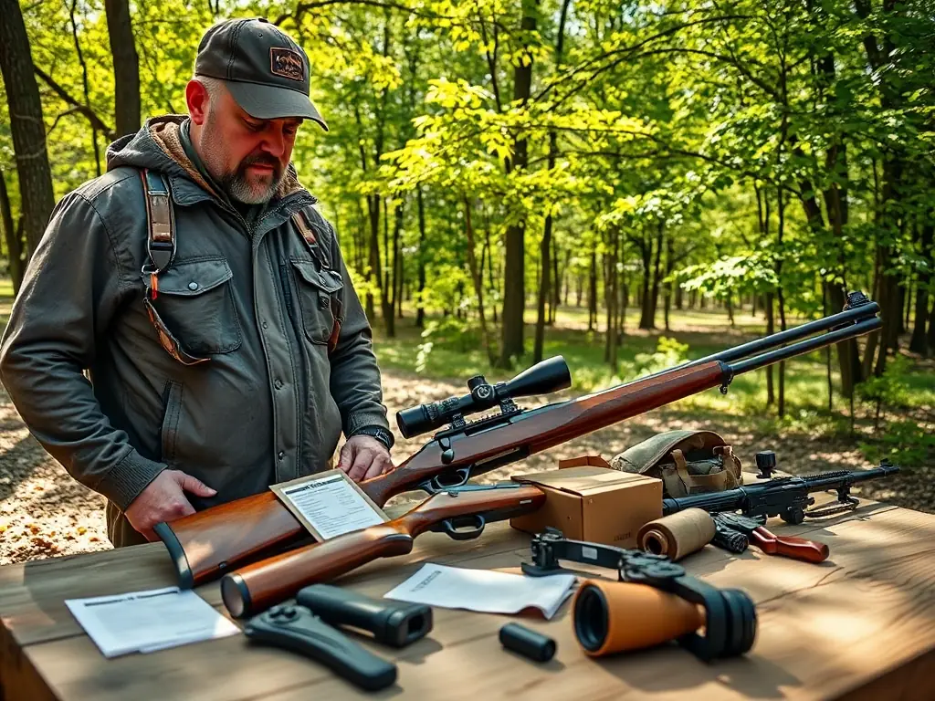 An image of a SCT warden inspecting hunting permits and equipment, emphasizing the club's dedication to enforcing hunting regulations and promoting ethical hunting practices.